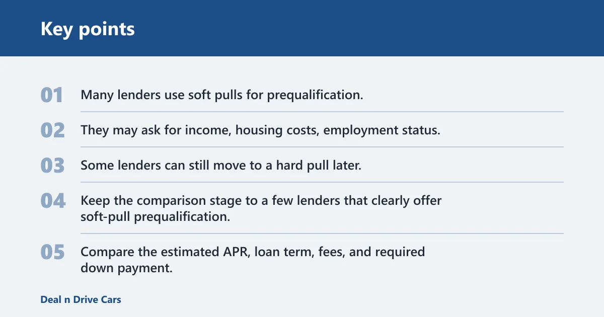 Key points: Use prequalification to compare lenders first