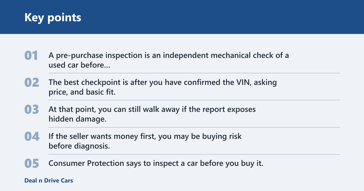 Key points: When should you book a pre purchase inspection?