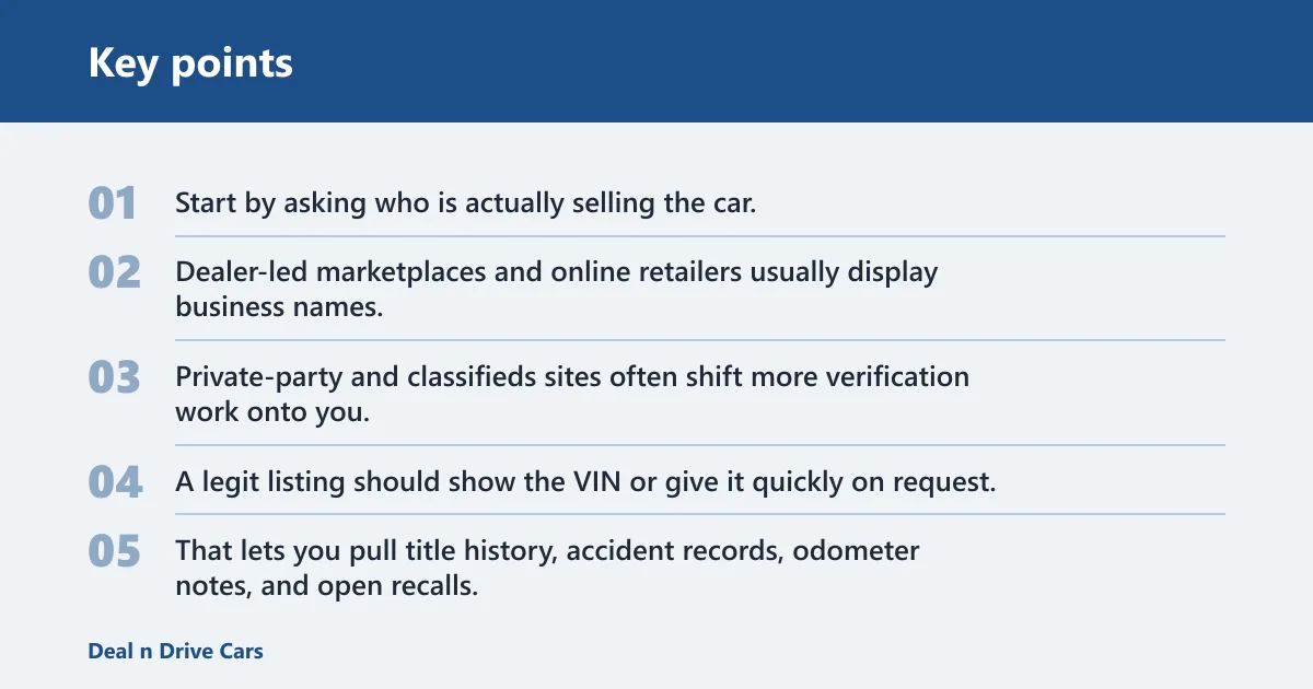 Key points: What makes a used car website legit?